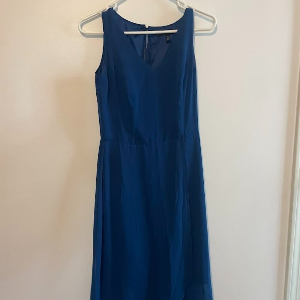 White House Black Market Blue A-Line Hi-Low Dress, Size 0